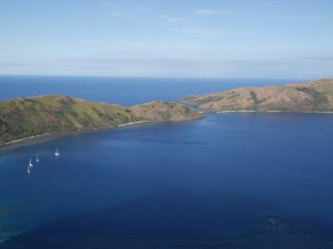 View from the hike at Southern Waya Island. More like rock climbing actually. Blimmin' scary in places. Our guide, Solo, wore white plastic gumboots. 