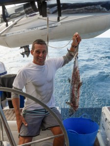 Fish count: 2! This tizzard will feed us fr 10 meals, thank you kindly. We were desperate and protein deficient. Dean resorted to buying disgusting looking frozen sausages and meat pattie things from a little shop. Probably dog.