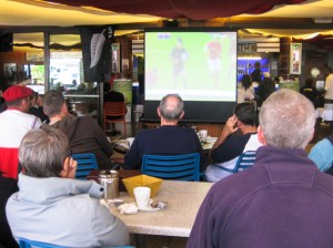 Watching the All Blacks quarter-final against France, in a French pub. The French people there went from raucous to very, very quiet.